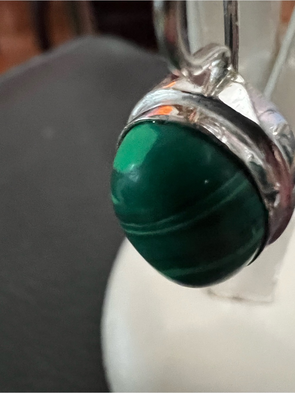 Sterling Silver Green Malachite Drop Earrings - Picture 8 of 8